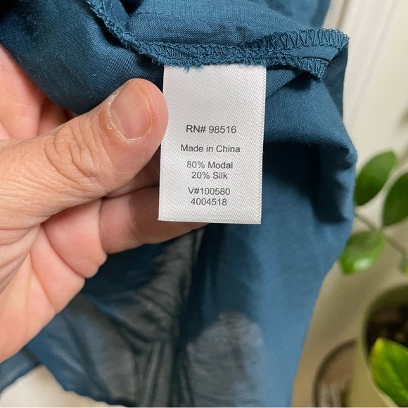 Coldwater Creek silk blend dark turquoise tunic L - Picture 9 of 9